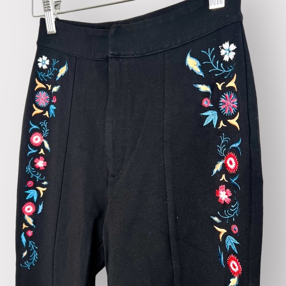 MODCLOTH Black Floral Embroidered Pants (Sz S) - Picture 4 of 6